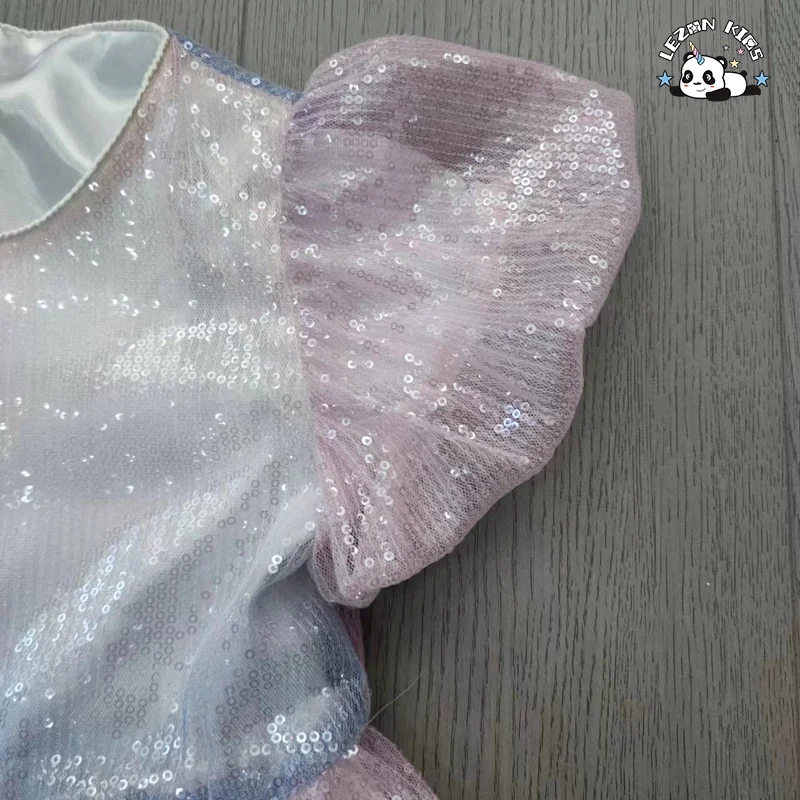 LEZONKIDS - Vestidos casuais por atacado para meninas Bebês Roupas de meninas Presente do Dia dos Namorados Vestido A-line com lantejoulas para meninas